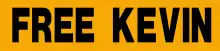 Black sans serif text "FREE KEVIN" on a yellow background