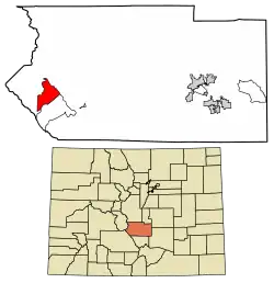 Location of the Howard CDP in Fremont County, Colorado.