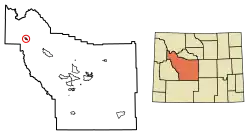 Location of Dubois in Fremont County, Wyoming.