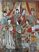 Fresco in the Hall of King Ming-ying, Hung-t'ung County, Yuan dynasty painting.