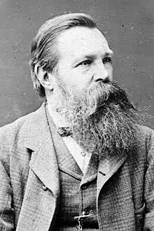 Friedrich Engels exhibiting a full moustache and beard that was a common style among Europeans of the 19th century