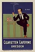 This is a German poster by Fritz Rehm for Laferme Cigarettes  (published 1896-1900)