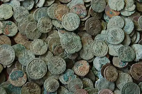 Pile of coins from the Frome Hoard
