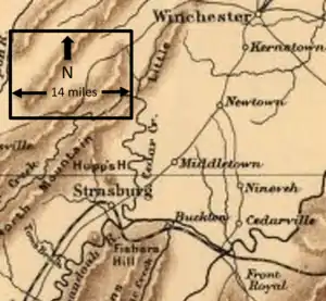 map of Front Royal, Virginia, and area nearby during 1860s