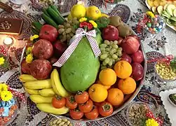Fruits and Divan of Hafez on Yaldā Night