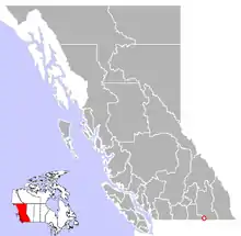 Location of Fruitvale in British Columbia