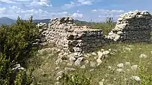 Remnants of communist era guardhouse atop mountain