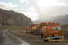 Decorated Indian fuel trucks in Ladakh