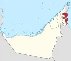 Location of Fujairah in the UAE