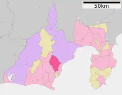 Location of Fujieda in Shizuoka Prefecture