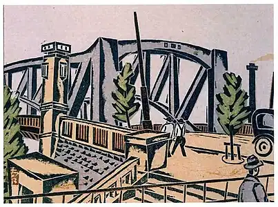 Senju-ōhashi bridge  from series: One hundred views of New Tokyo, 1930