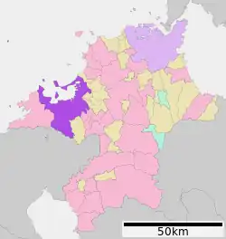 Location of Fukuoka in Fukuoka Prefecture