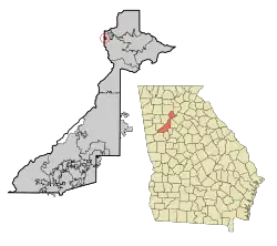 Location in Fulton County and the state of Georgia