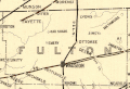 1898 railroad map. Emery is on the map, mistakenly labeled in place of Spring Hill. Emery would actually be located closer to the top of the "L" in "Fulton."