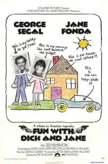 A cartoon drawing of two parents, a house and a car. Small photographs are pasted in place of faces of the father and mother.