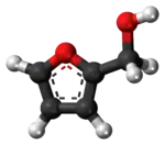 Ball-and-stick model of the furfuryl alcohol molecule
