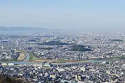 Panoramic view of downtown Habikino and Furuichi tomb group heritage site