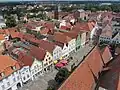 Gable houses at Güstrow's market square from above