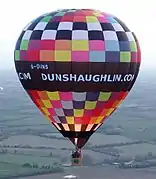 A hot-air balloon over north-west Dunshaughlin