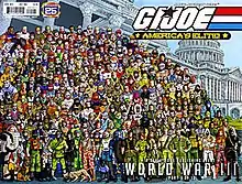 Standing in front of the White House is a huge group of G.I. Joes.