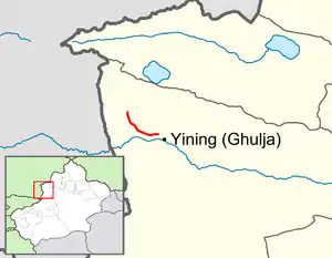 A route map of the G3016 Qingshuihe–Yining Expressway.