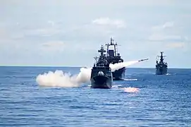 Corvette Barroso firing missile Exocet