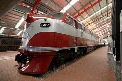 Commonwealth Railways GM class diesel-electric locomotives, such as no. GM2, revolutionised schedules on the Trans-Australian Railway in 1951