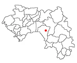 Location of Faranah Prefecture and seat in Guinea.