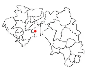 Location of Mamou Prefecture and seat in Guinea.
