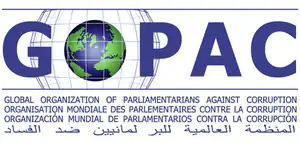 Emblem of Global Organization of Parliamentarians Against Corruptionالمنظمة العالمية للبرلمانيين ضد الفسادOrganisation mondiale des parlementaires contre la corruptionOrganización Mundial de Parlamentarios Contra la Corrupción