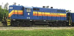 A modified EMD GP9 of the Seminole Gulf Railway, Fort Myers, Florida.