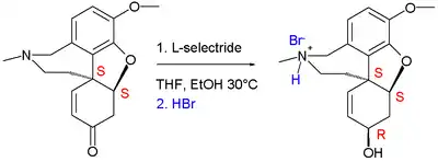 reduction of (−)-narwedine to (−)-galanthamine as the bromide