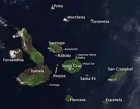 Satellite photo of the Galápagos islands