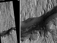 Gale Crater Grand Canyon, as seen by HiRISE - Scale bar is 500 meters long.