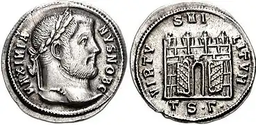 Argenteus of Galerius (r. 293-311) issued at Thessaloniki ca. 302