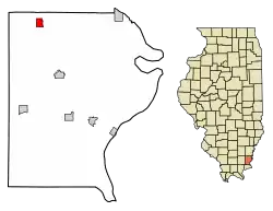 Location of Omaha in Gallatin County, Illinois.