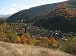 The village of Galeș nestled in the foothills of the Cindrel Mountains