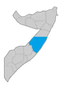 Location of the Galmudug State within Somalia