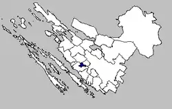 Map of the Galovac municipality within the Zadar County