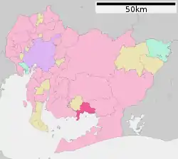 Location of Gamagōri in Aichi Prefecture