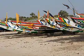These fishing boats in Gambia conform to a local design.