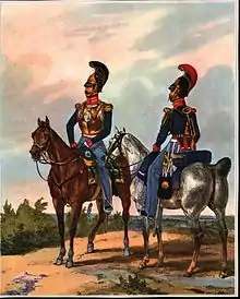 Officer and trumpeter of the Garde du Corps of the Kingdom of Hanover in 1835