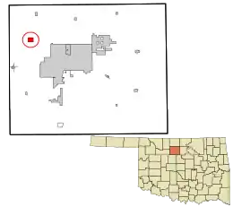 Location in Garfield County and the state of Oklahoma