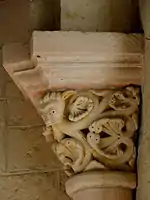 French Romanesque scrollwork on a capital