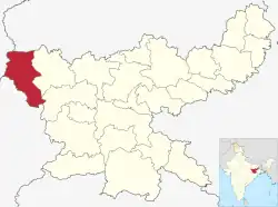 Location of Garhwa district in Jharkhand