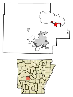 Location of Fountain Lake in Garland County, Arkansas.