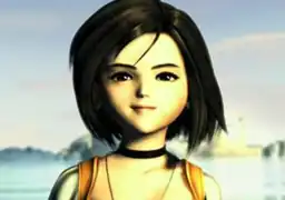 Garnet faces the camera, hair cut to chin level, with a light smile.