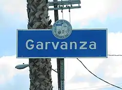 Garvanza neighborhood signlocated on York Boulevard at Figueroa Street