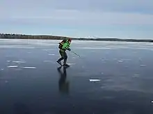 Nordic skating on Gaspereau Lake in winter