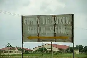 Gateway International Stadium sign-post, Sagamu, Ogun state
